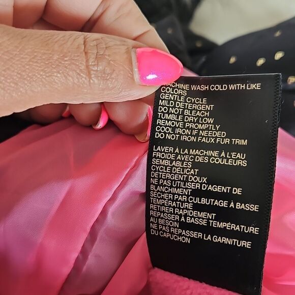 Jessica Simpson Girls Puffy Winter Coat With Faux Fur Hood & Mittens 10/12 Black - Picture 16 of 16